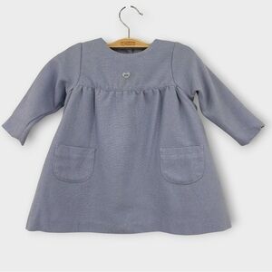 Lili Gaufrette France Long Sleeve Wool-Blend Dress in Periwinkle Infant 18 mth.